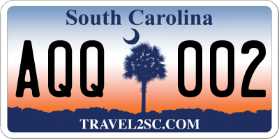 SC license plate AQQ002