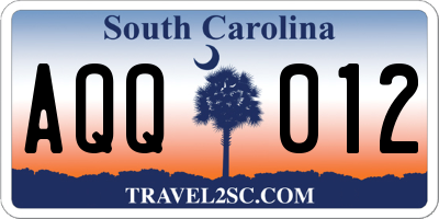 SC license plate AQQ012
