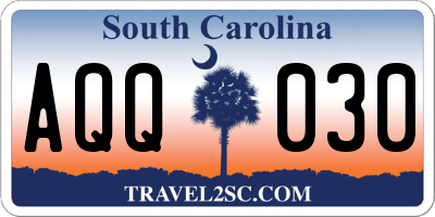 SC license plate AQQ030