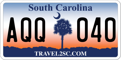SC license plate AQQ040