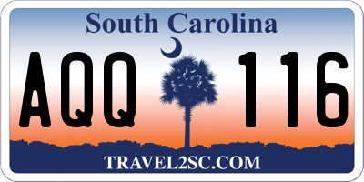 SC license plate AQQ116