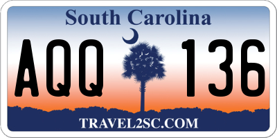SC license plate AQQ136