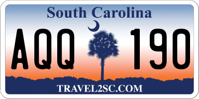 SC license plate AQQ190