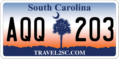 SC license plate AQQ203