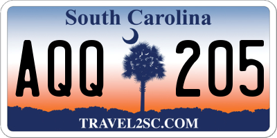 SC license plate AQQ205