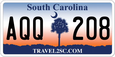 SC license plate AQQ208