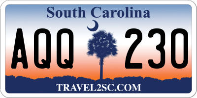 SC license plate AQQ230