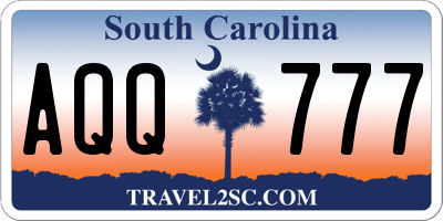 SC license plate AQQ777