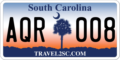 SC license plate AQR008