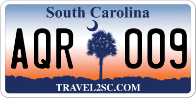 SC license plate AQR009
