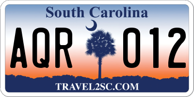 SC license plate AQR012