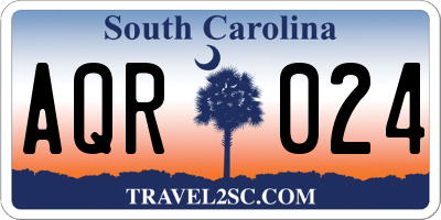 SC license plate AQR024