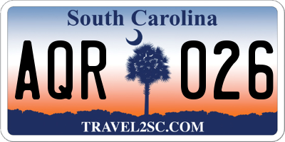 SC license plate AQR026