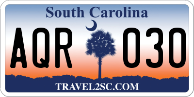 SC license plate AQR030