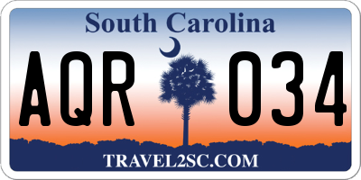SC license plate AQR034