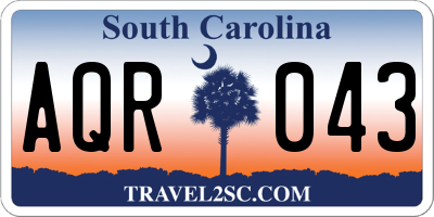 SC license plate AQR043