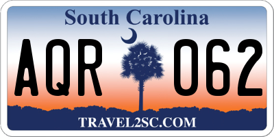 SC license plate AQR062