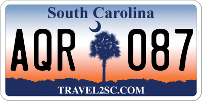 SC license plate AQR087