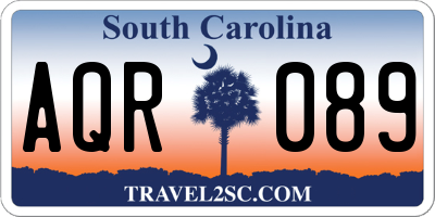 SC license plate AQR089