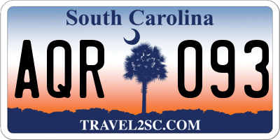 SC license plate AQR093