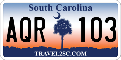 SC license plate AQR103