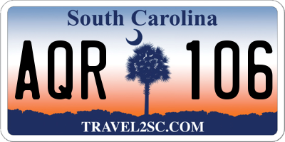 SC license plate AQR106