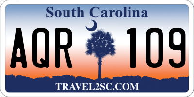 SC license plate AQR109