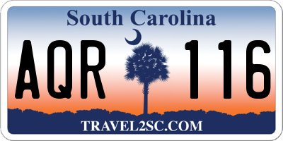 SC license plate AQR116