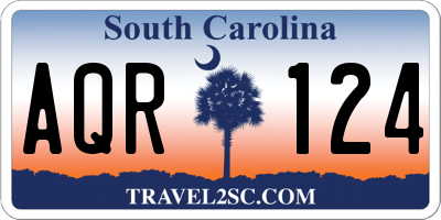 SC license plate AQR124