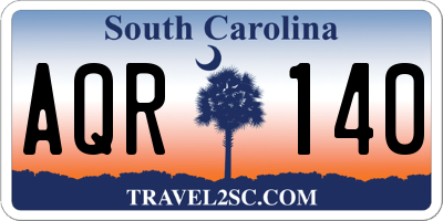 SC license plate AQR140