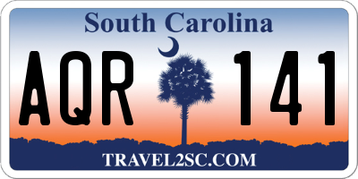 SC license plate AQR141