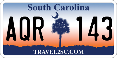 SC license plate AQR143