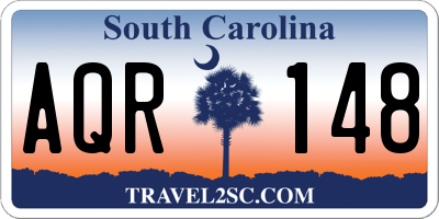 SC license plate AQR148