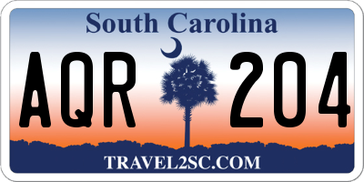 SC license plate AQR204