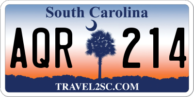 SC license plate AQR214