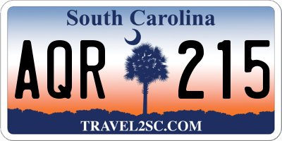 SC license plate AQR215