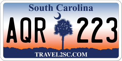 SC license plate AQR223