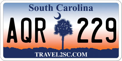 SC license plate AQR229