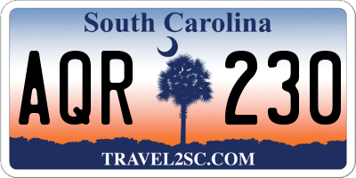 SC license plate AQR230