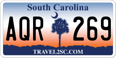 SC license plate AQR269