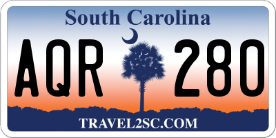 SC license plate AQR280