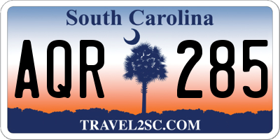 SC license plate AQR285