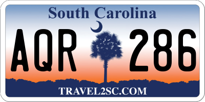 SC license plate AQR286