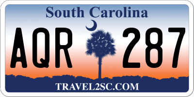 SC license plate AQR287