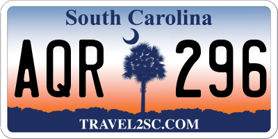 SC license plate AQR296