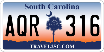 SC license plate AQR316