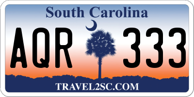 SC license plate AQR333