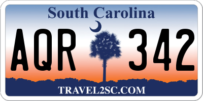 SC license plate AQR342