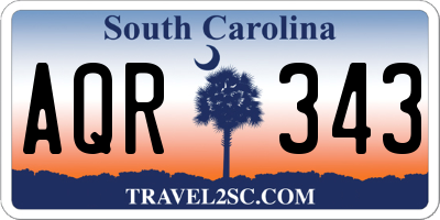 SC license plate AQR343