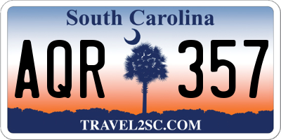 SC license plate AQR357